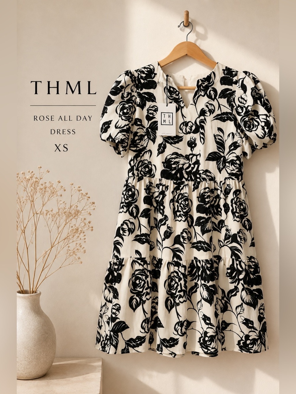 THML Rose All Day Floral Tiered Dress XS NWT